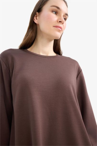 Regular Fit Crew Neck Basic Sweatshirt Tunic