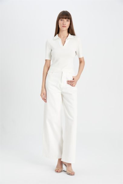 T-shirt Slim à col polo et rubans