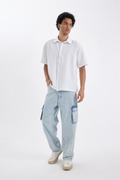 Chemise Coton Coupe Relax à Manches Courtes