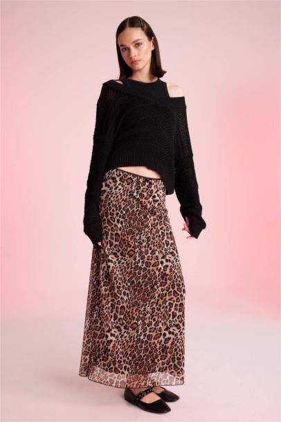 Regular Fit V Yaka Kroşe Siyah Triko Kazak