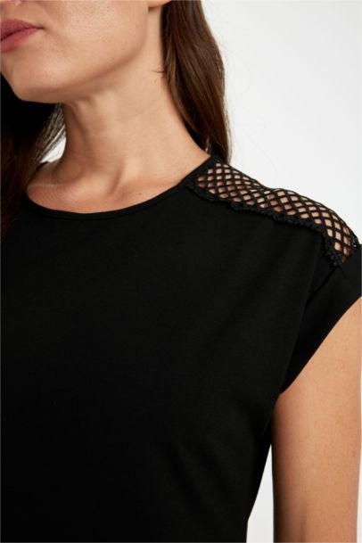 Robe Midi à Manches Courtes et à Col rond