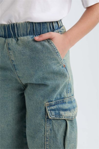 Jean cargo large avec poches pour fille