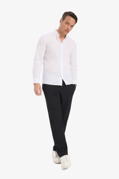 Chemise slim en popeline à manches longues