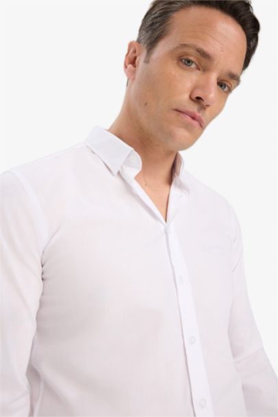 Chemise slim en popeline à manches longues
