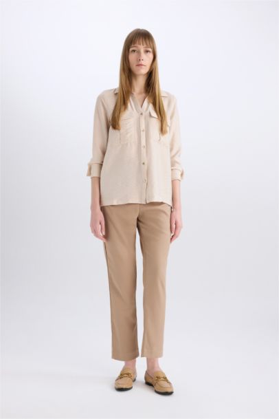 Oversized Basic Double Pocket Viscose Shirt