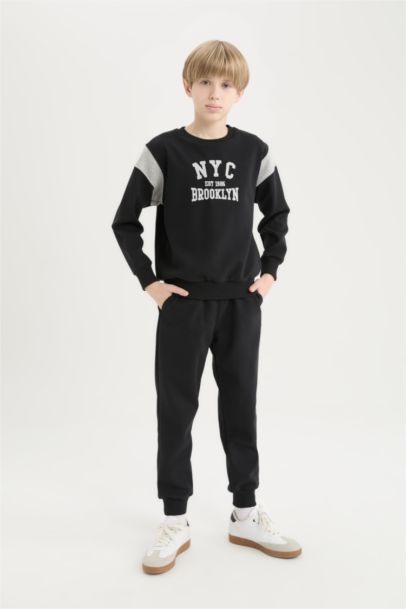 Erkek Çocuk 2'li Takım Baskılı Sweatshirt Eşofman Altı