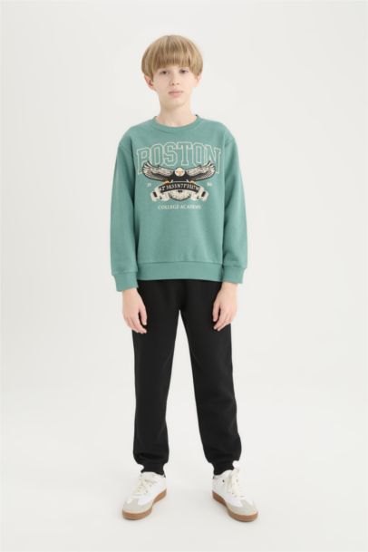 طقم اولادي تقيل سويت شيرت وسويت بانتس قصة عادية - قطعتين