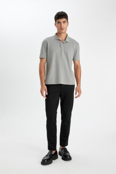 %100 Pamuk Regular Fit Polo Yaka Basic Düz Kısa Kollu Tişört