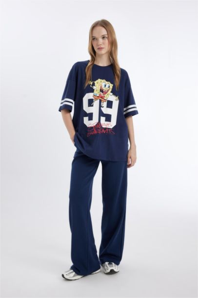 تيشيرت واسع نص كم مطبوع من سبونج بوب