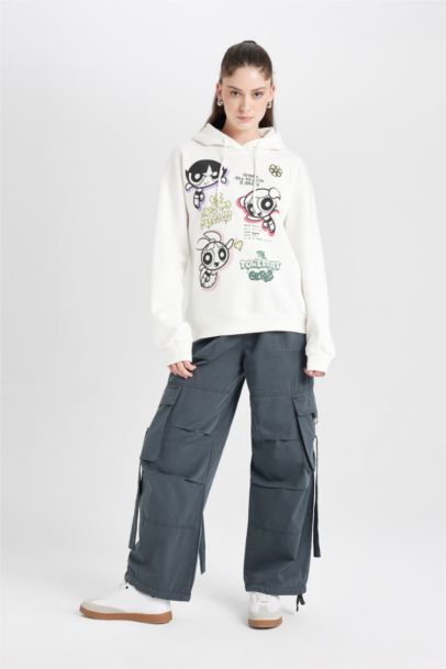 Sweat à capuche Oversize à imprimé PowerPuff Girls Tissu épais