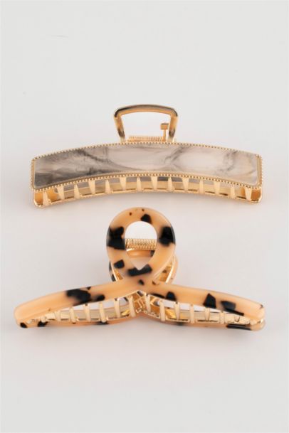 2 Piece Leopard Patterned Hair Clips