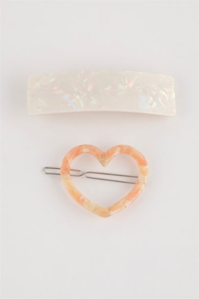 كلبس شعر على شكل قلب - قطعتين