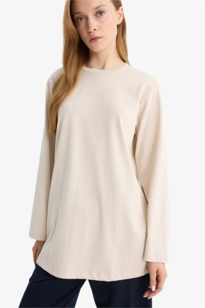 Regular Fit Crew Neck Long Sleeve Tunic