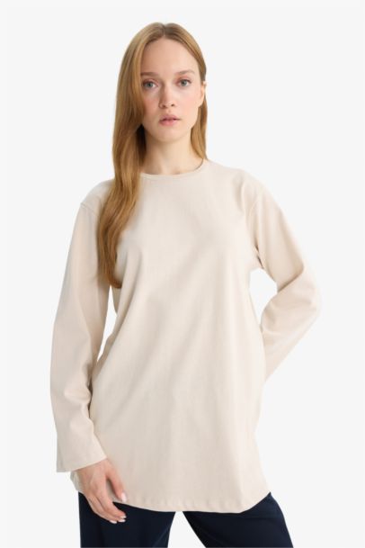 Regular Fit Crew Neck Long Sleeve Tunic