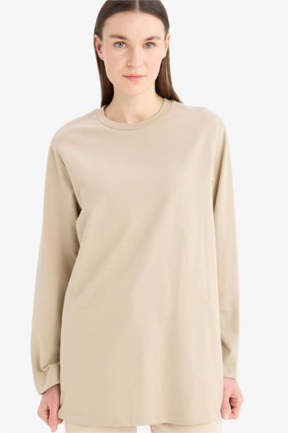 Regular Fit Crew Neck Long Sleeve T-Shirt Tunic