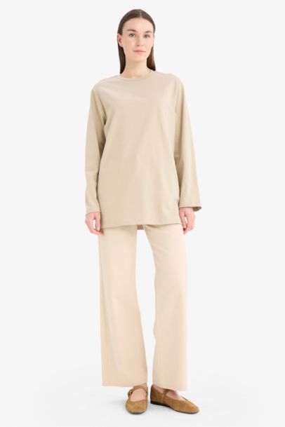 Regular Fit Crew Neck Long Sleeve T-Shirt Tunic