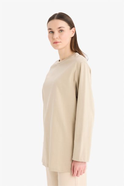 Regular Fit Crew Neck Long Sleeve T-Shirt Tunic