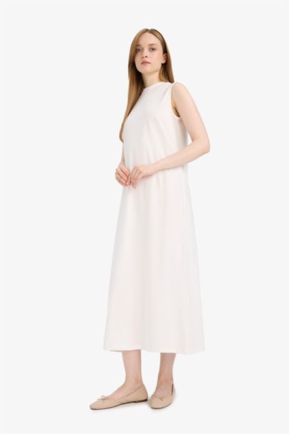 Regular Fit Half Turtleneck Basic Sleeveless Maxi Dress