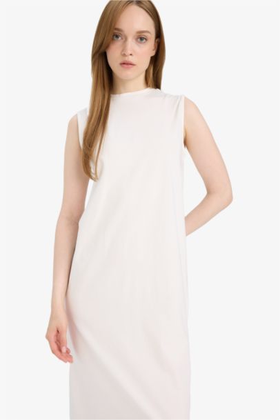 Regular Fit Half Turtleneck Basic Sleeveless Maxi Dress