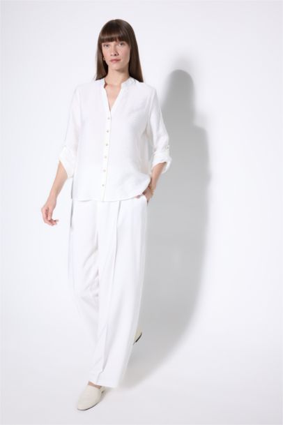 Regular Fit Basic Long Sleeve White Shirt