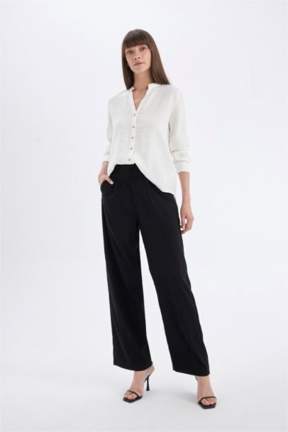 Regular Fit Basic Long Sleeve White Shirt