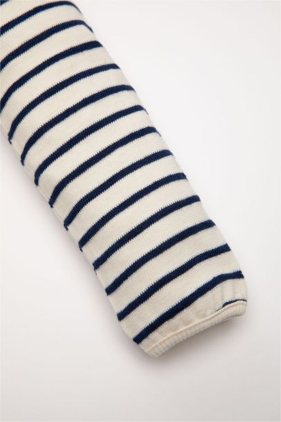 Baby Girl Regular Fit Buttoned Inside Soft Furry Striped Sweatshirt