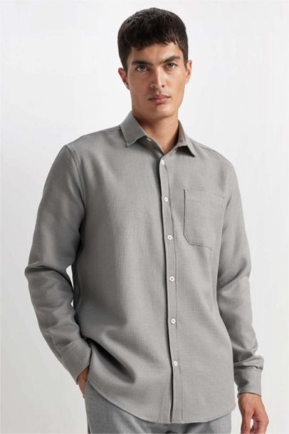 Regular Fit Polo Collar Cotton Shirt