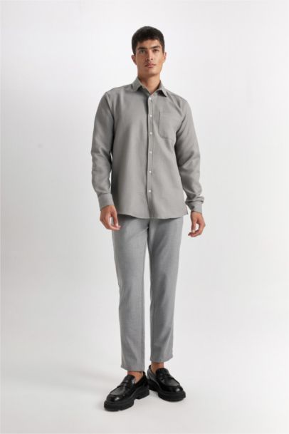 Regular Fit Polo Collar Cotton Shirt