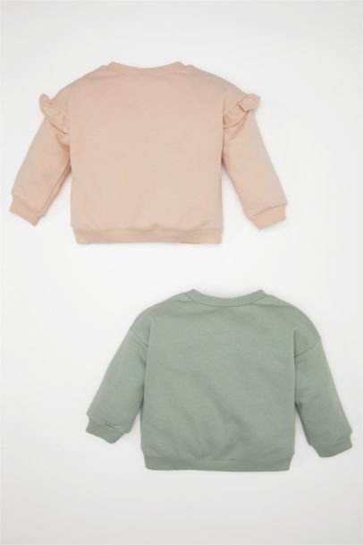 Baby Girl Crew Neck Printed 2 Piece Sweatshirt