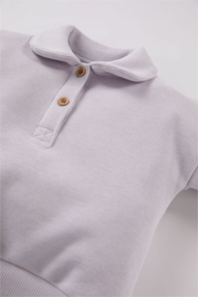 Girl Baby Collar Button-down Sweatshirt