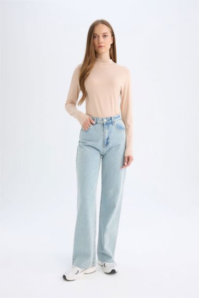 Half Turtleneck Long Sleeve Basic T-Shirt Tunic