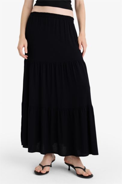 Yüksek Bel Krinkıl Viskon Maxi Etek