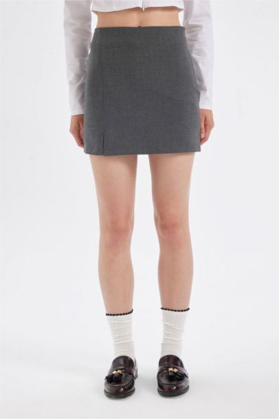Cotton Lined High Waist Mini Skirt
