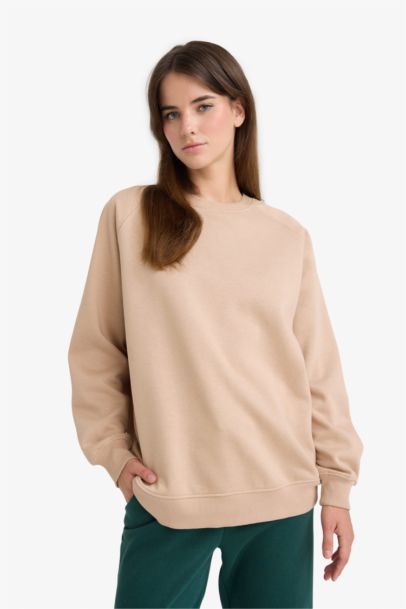 Sweatshirt Oversize Col rond en tissu épais à col rond