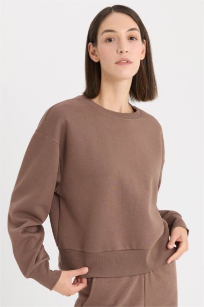 Sweatshirt à Coupe boxy et Col rond