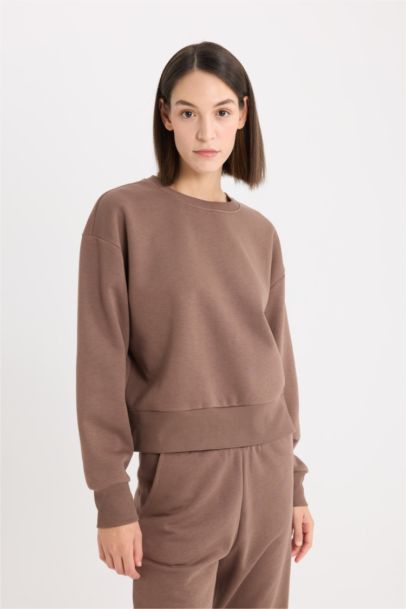 Sweatshirt à Coupe boxy et Col rond