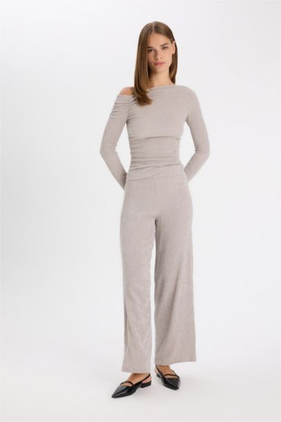 Wide Leg Crepe Trousers