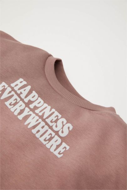 Baby Girl Printed Crew Neck Sweatshirt Sweatpants 2 Piece Set