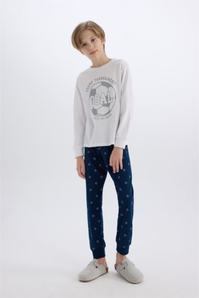 Pijama Takımı Baskılı Uzun Kollu Üst Desenli Alt Erkek Çocuk