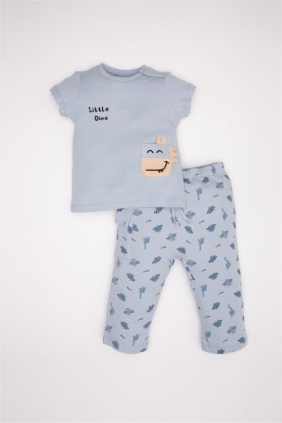 Ensemble pour bébé garçon, t-shirt à manches courtes à motif de dinosaure et bas à taille élastique