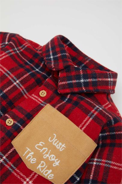 Chemise en tricot à Carreaux Coupe régulière et Manches Longues