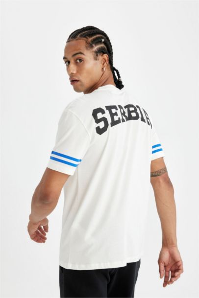 تيشيرت رياضي قصة عادية مطبوع من DeFactoFit