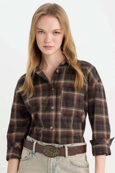 Oversize Fit Plaid Flannel Lumberjack Jacket Shirt