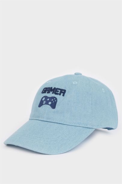 Boy Embroidered Cotton Denim Cap