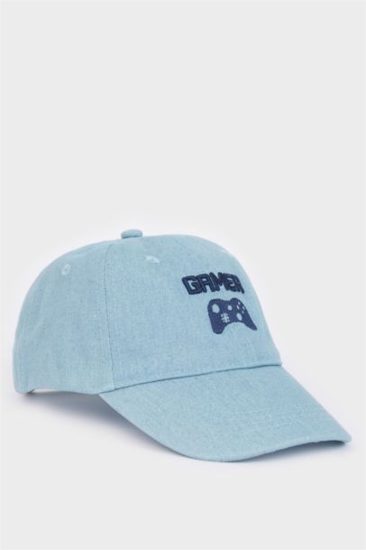 Boy Embroidered Cotton Denim Cap