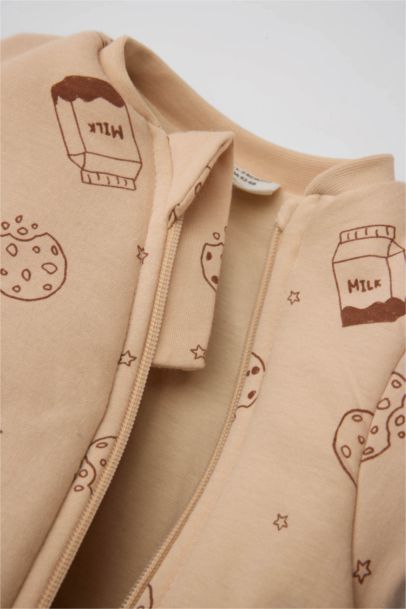 Grenouillère en coton zippée à motifs pour nouveau née Fille