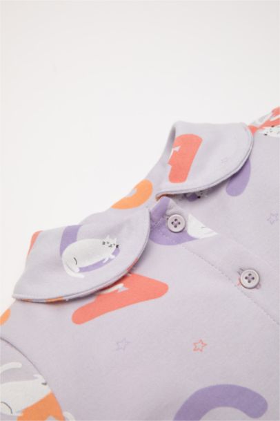 Pijama Takımı Desenli Uzun Kollu Üst Beli Lastikli Uzun Alt Kız Bebek