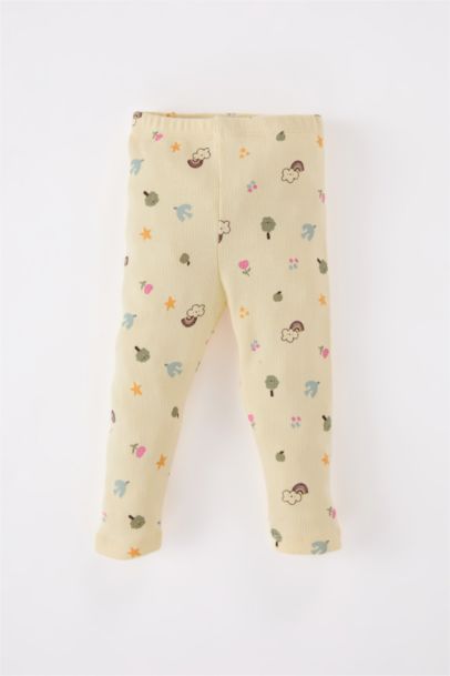 Baby Girl Patterned Ribbed Top Bottom 2 Piece Set