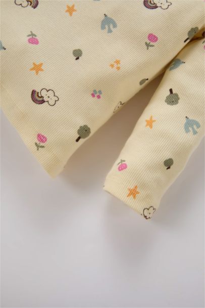 Baby Girl Patterned Ribbed Top Bottom 2 Piece Set