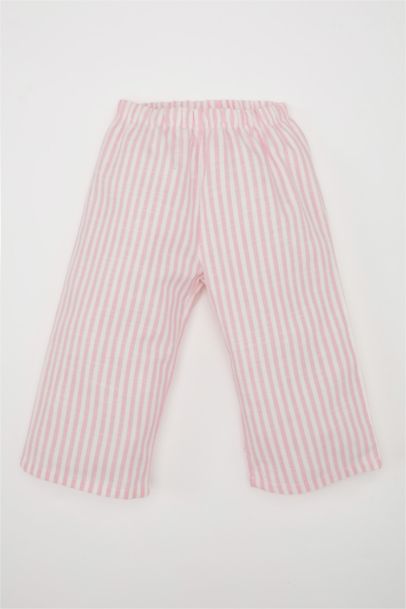Ensemble de pyjama avec haut à col rond en twill tissé à manches longues et bas rayé pour bébé Fille